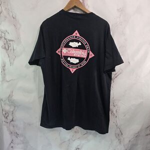 Columbia T Shirt Mens XL Black PFG Fishing Tee Crew Neck Tee Short Sleeve Pink